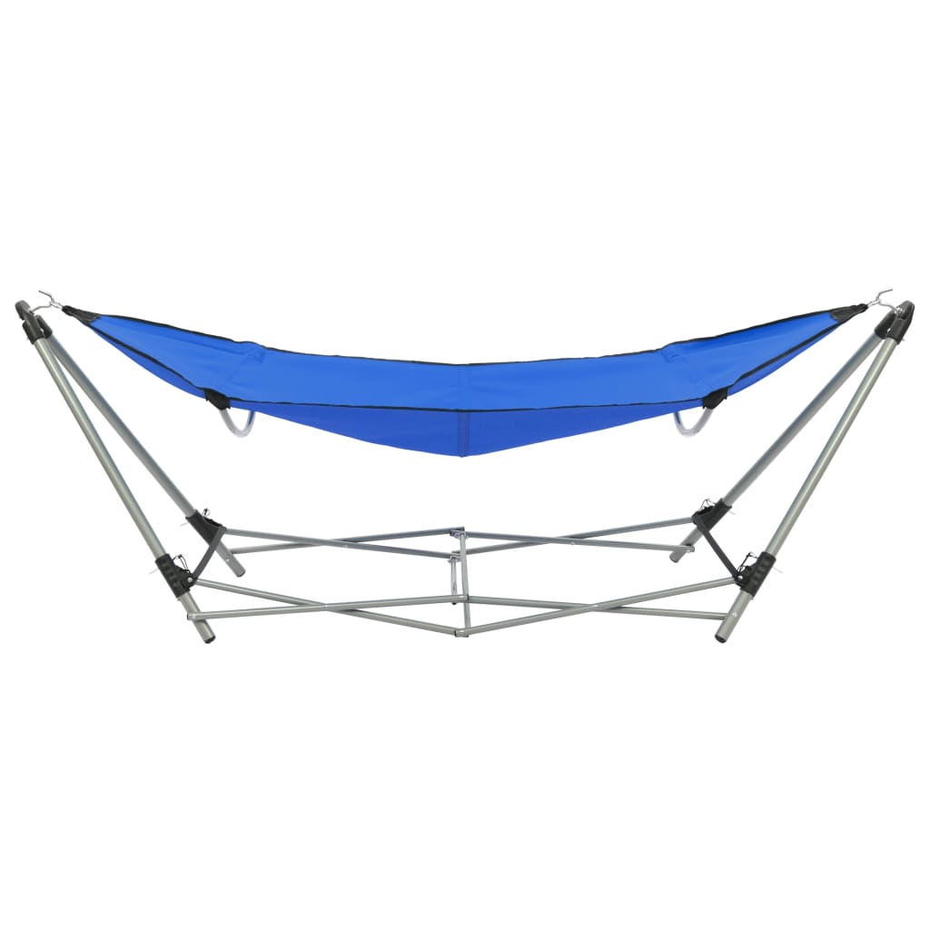 Hängematte mit faltbarem Ständer Blau 241 x 76 x 70 cm mobil