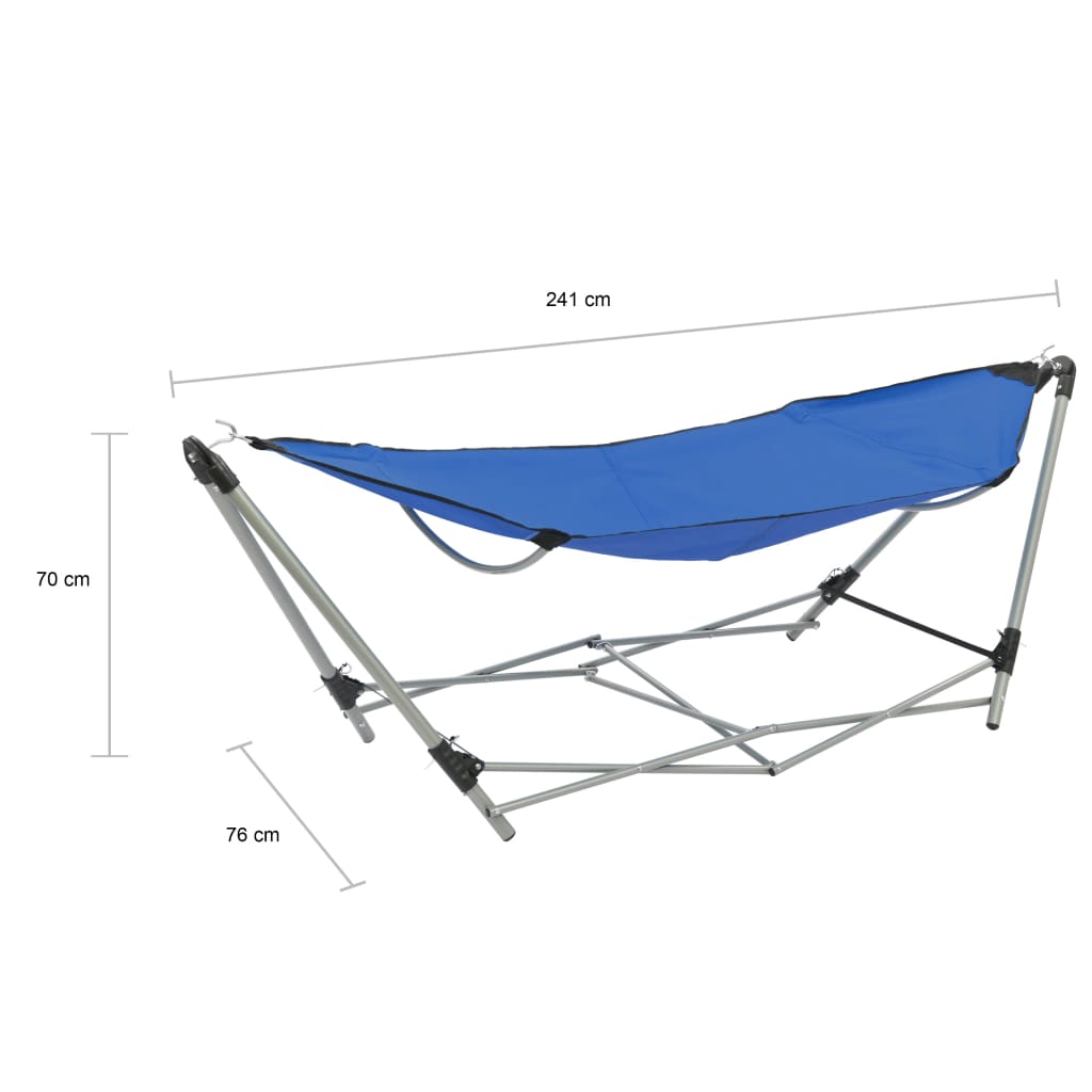 Hängematte mit faltbarem Ständer Blau 241 x 76 x 70 cm mobil