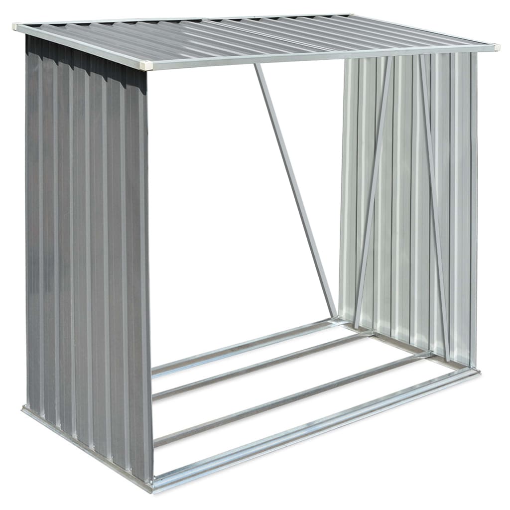 Brennholzlager Verzinkter Stahl 163x83x154 cm Grau Holzlager Feuerholz