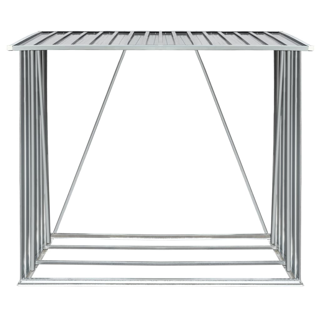 Brennholzlager Verzinkter Stahl 163x83x154 cm Grau Holzlager Feuerholz
