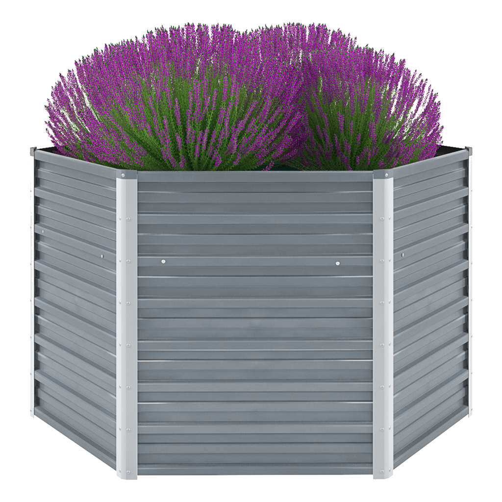 Garten-Hochbeet Verzinkter Stahl Grau 129x129x77 cm Pflanzkasten Blumenkübel