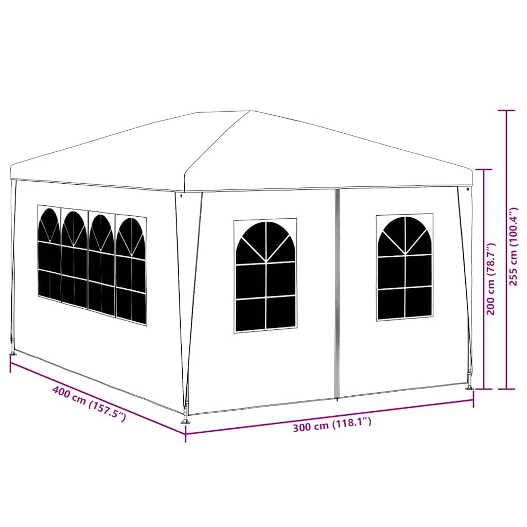 Partyzelt 3x4 m Anthrazit Pavillon mit Seitenwänden Festpavillon Gartenpavillon