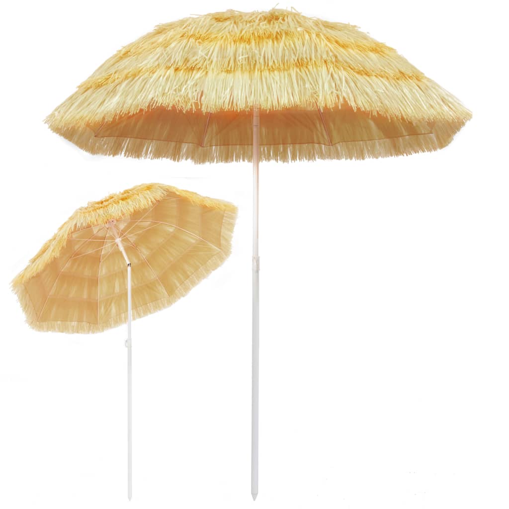 Strandschirm Strohoptik 180 cm Hawaii Style 160cm Durchmesser Kunststoff Gelb