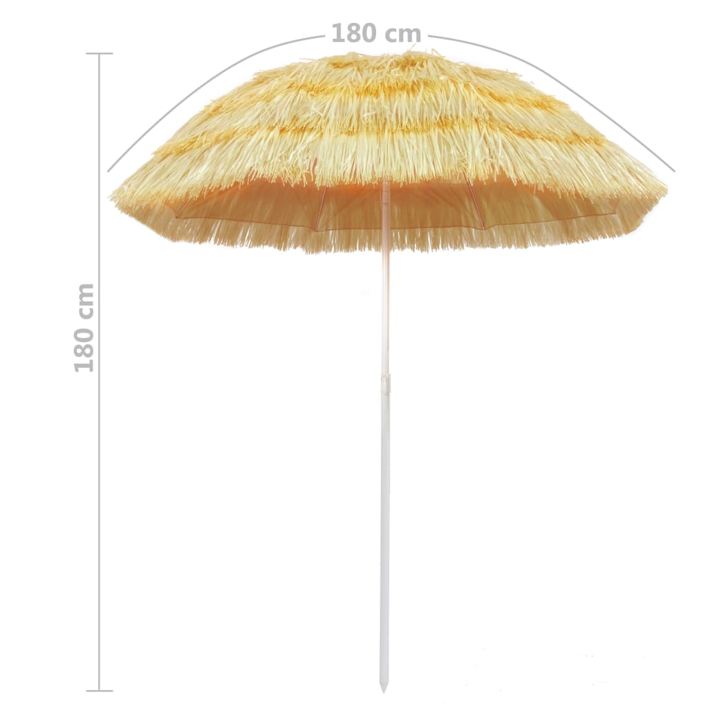 Strandschirm Strohoptik 180 cm Hawaii Style 160cm Durchmesser Kunststoff Gelb