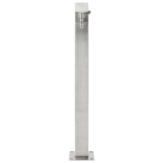 Wasserzapfsäule Edelstahl 8x8x95 cm Garten Wasserhahn Zapfsäule Silber