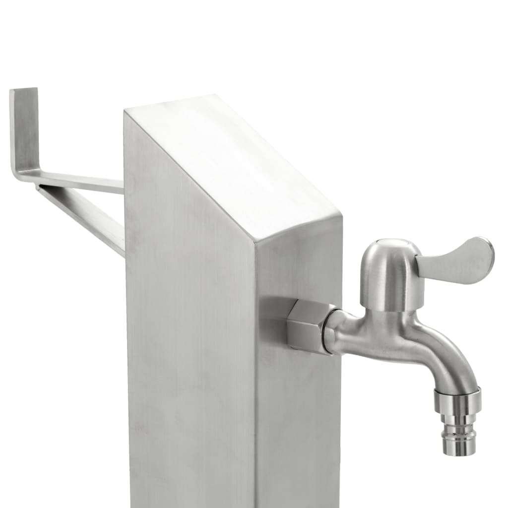Garten-Wassersäule Edelstahl Quadratisch 8x8x95 cm Zapfsäule Gartenwasser