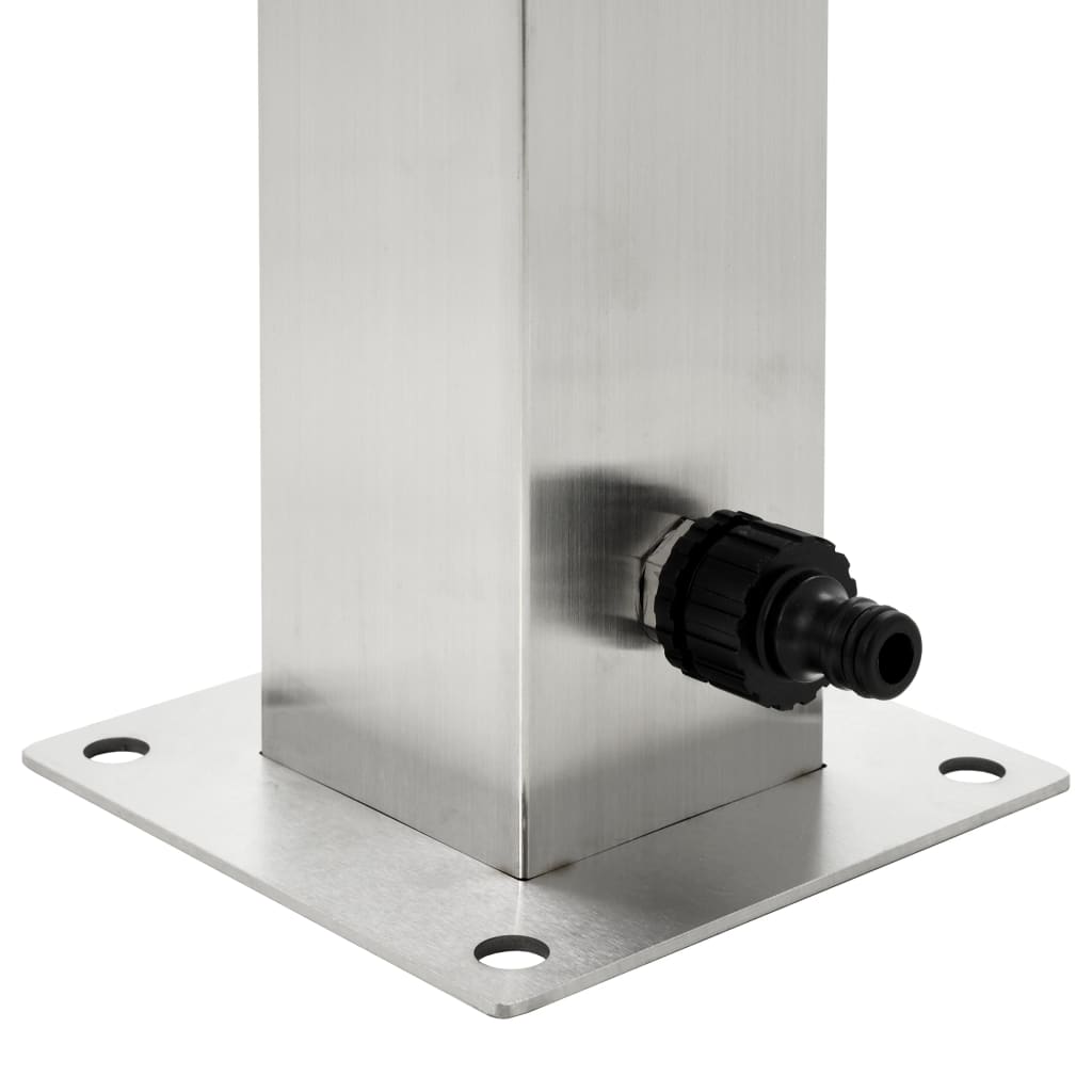 Garten-Wassersäule Edelstahl Quadratisch 8x8x95 cm Zapfsäule Gartenwasser