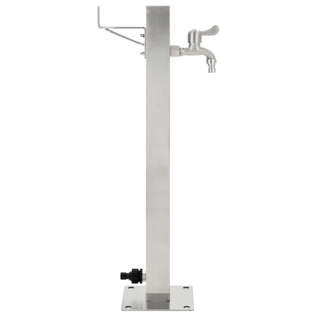 Garten-Wassersäule Edelstahl Quadratisch 5 x 5 x 65 cm Zapfsäule Wasserspender