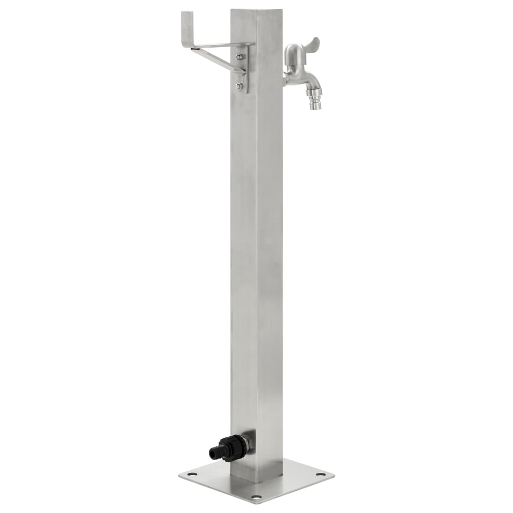 Garten-Wassersäule Edelstahl Quadratisch 5 x 5 x 65 cm Zapfsäule Wasserspender
