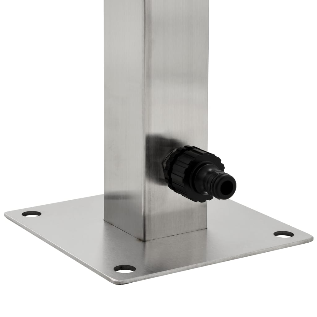Garten-Wassersäule Edelstahl Quadratisch 5 x 5 x 65 cm Zapfsäule Wasserspender