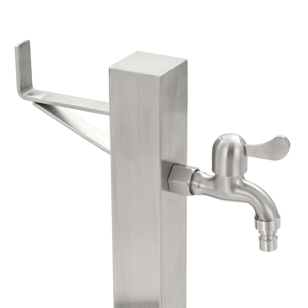 Garten-Wassersäule Edelstahl Quadratisch 5 x 5 x 65 cm Zapfsäule Wasserspender