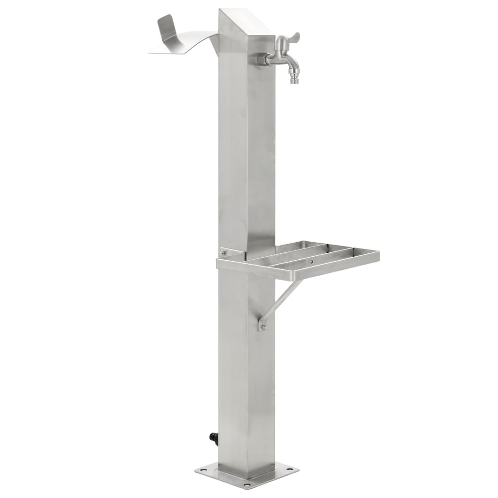 Garten-Wassersäule Edelstahl Quadratisch 8 x 8 x 95 cm silber Zapfsäule