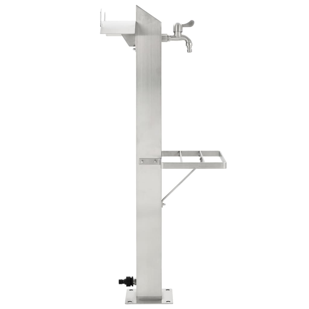 Garten-Wassersäule Edelstahl Quadratisch 8 x 8 x 95 cm silber Zapfsäule
