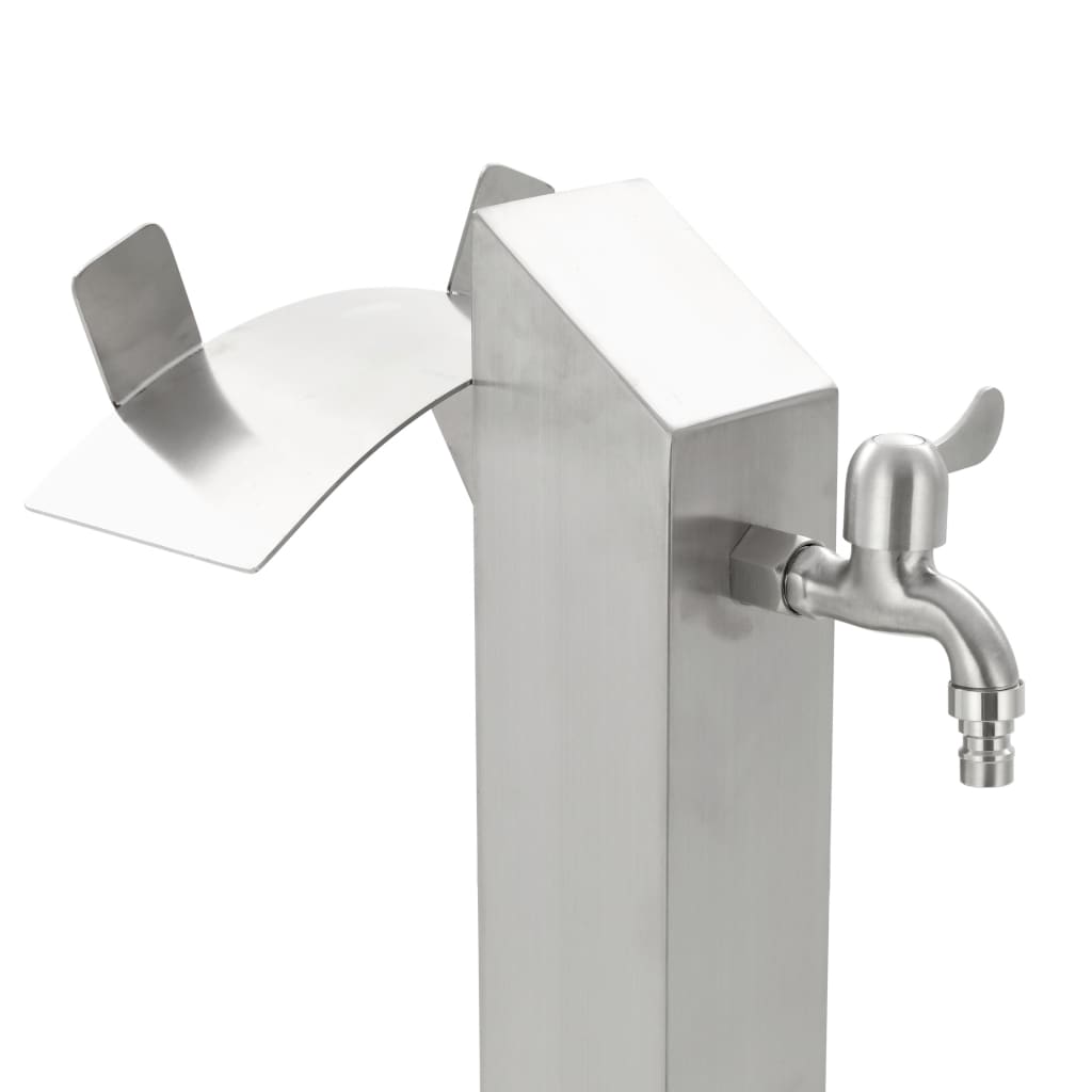 Garten-Wassersäule Edelstahl Quadratisch 8 x 8 x 95 cm silber Zapfsäule