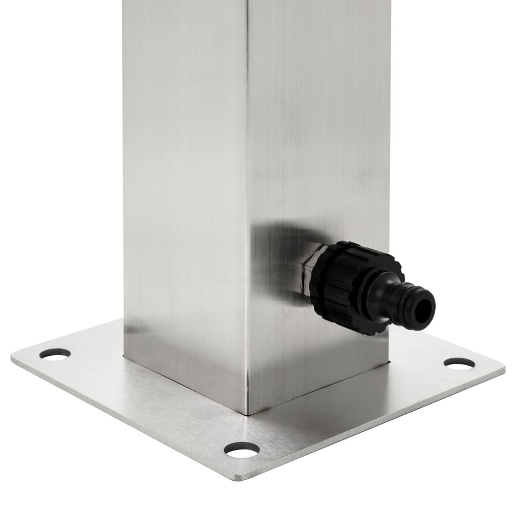 Garten-Wassersäule Edelstahl Quadratisch 8 x 8 x 95 cm silber Zapfsäule