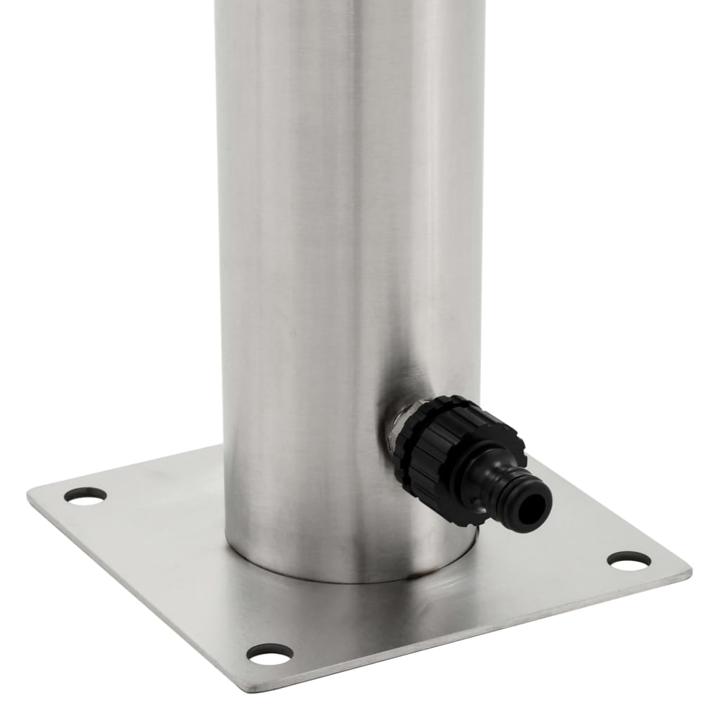 Garten-Wassersäule Edelstahl Rund 7,6 x 95 cm silbern Zapfsäule Wasserspender