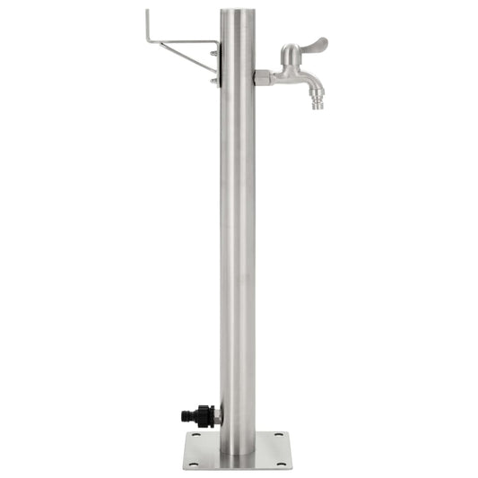 Wassersäule Edelstahl 5,1x65 cm Wasserhahn Garten Zapfsäule Silber