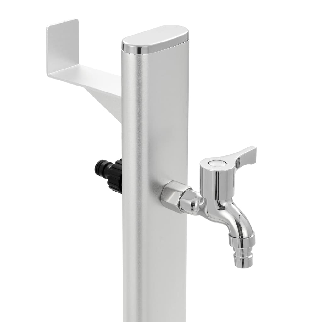 Garten-Wassersäule Aluminium 7 x 3 x 95 cm silber Zapfsäule Wasserspender