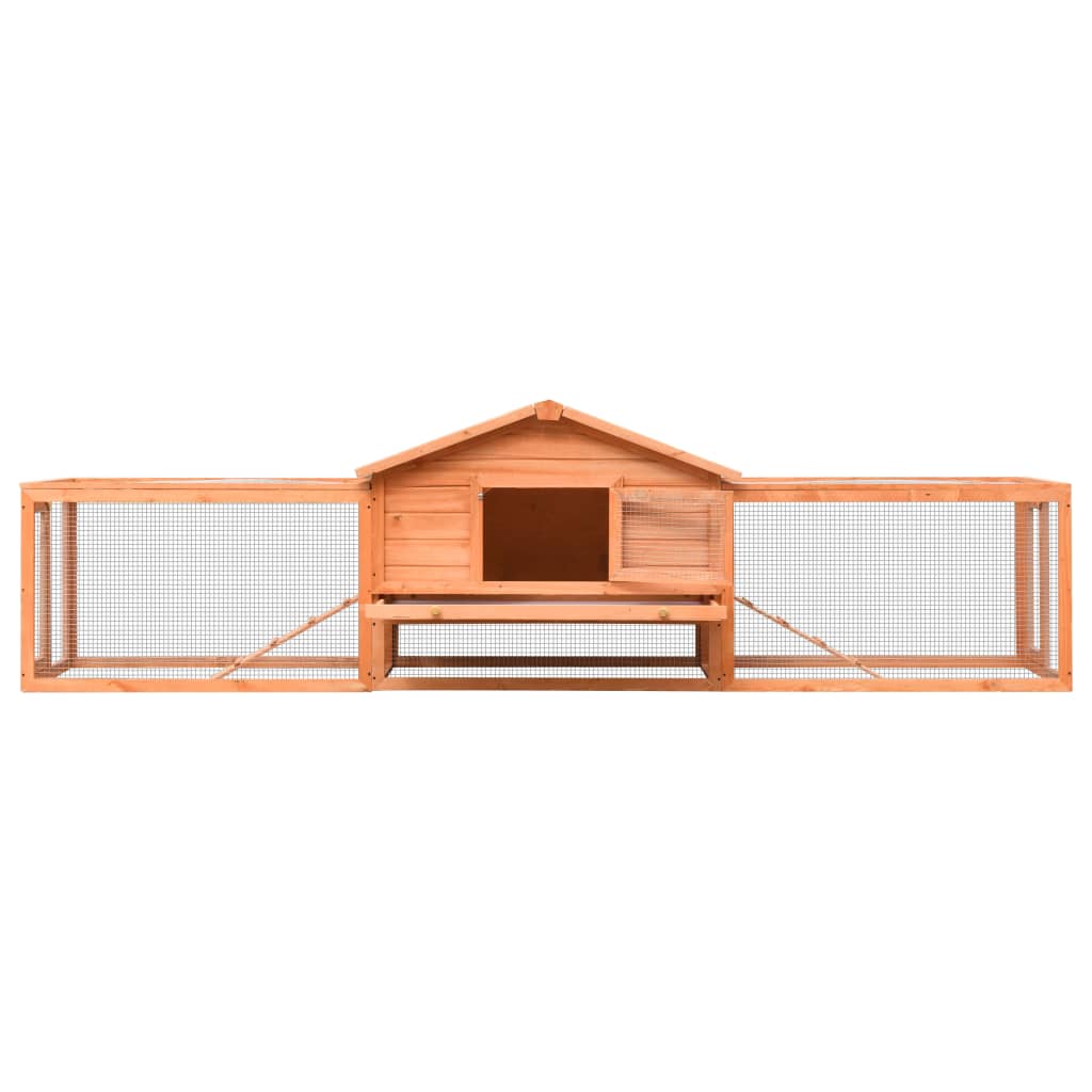 Kaninchenstall 303 x 60 x 86 cm Hasenstall mit Freilauf Holz Massiv