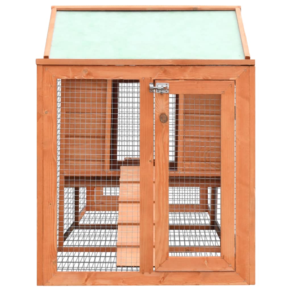 Kaninchenstall 303 x 60 x 86 cm Hasenstall mit Freilauf Holz Massiv