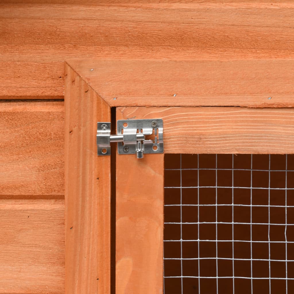 Kaninchenstall 303 x 60 x 86 cm Hasenstall mit Freilauf Holz Massiv