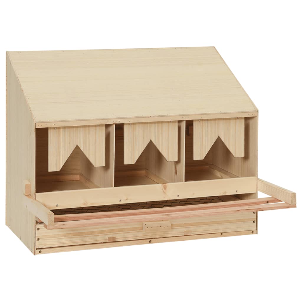 Legenest Hühnernest 3 Fächer 72 x 33 x 54 cm Massivholz Kiefer + MDF Abrollnest natur