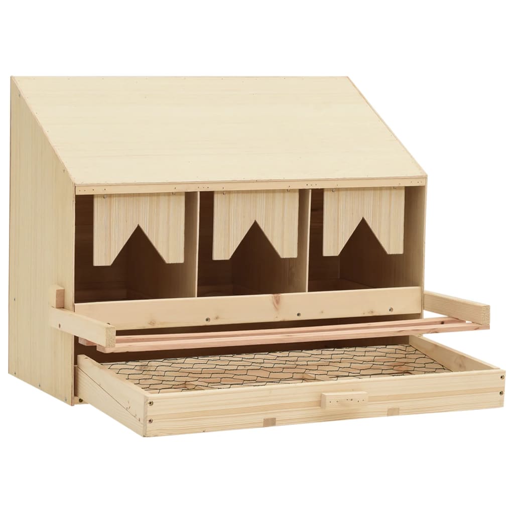 Legenest Hühnernest 3 Fächer 72 x 33 x 54 cm Massivholz Kiefer + MDF Abrollnest natur
