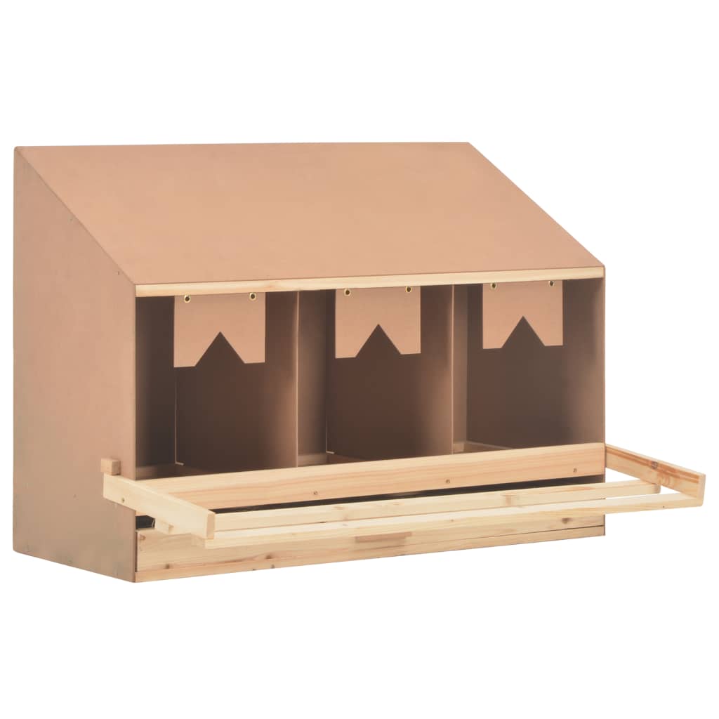 Legenest Hühnernest 3 Fächer 93 x 40 x 65 cm Massivholz Kiefer + MDF Abrollnest natur