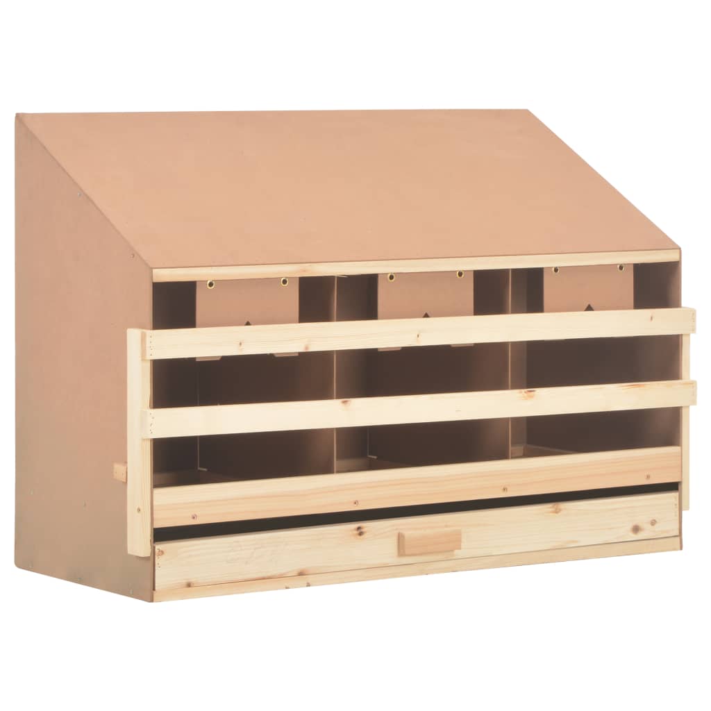 Legenest Hühnernest 3 Fächer 93 x 40 x 65 cm Massivholz Kiefer + MDF Abrollnest natur