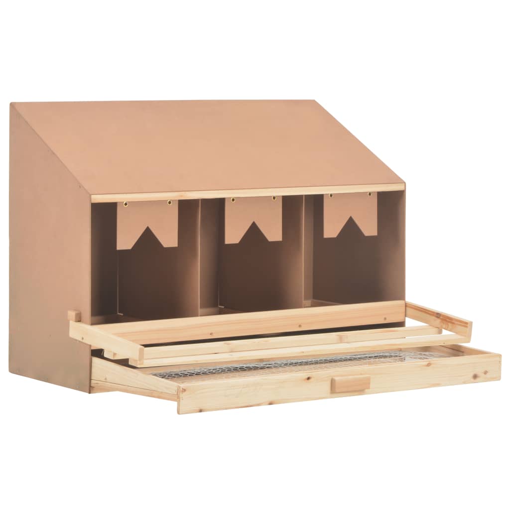 Legenest Hühnernest 3 Fächer 93 x 40 x 65 cm Massivholz Kiefer + MDF Abrollnest natur