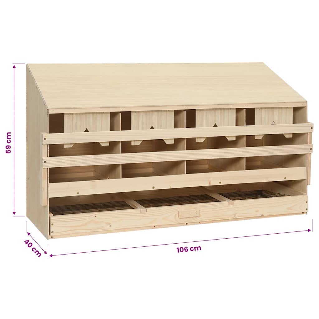 Abrollnest Hühner 4-fach Legenest Holz 106x40x59 cm Schrägdach Eierfach