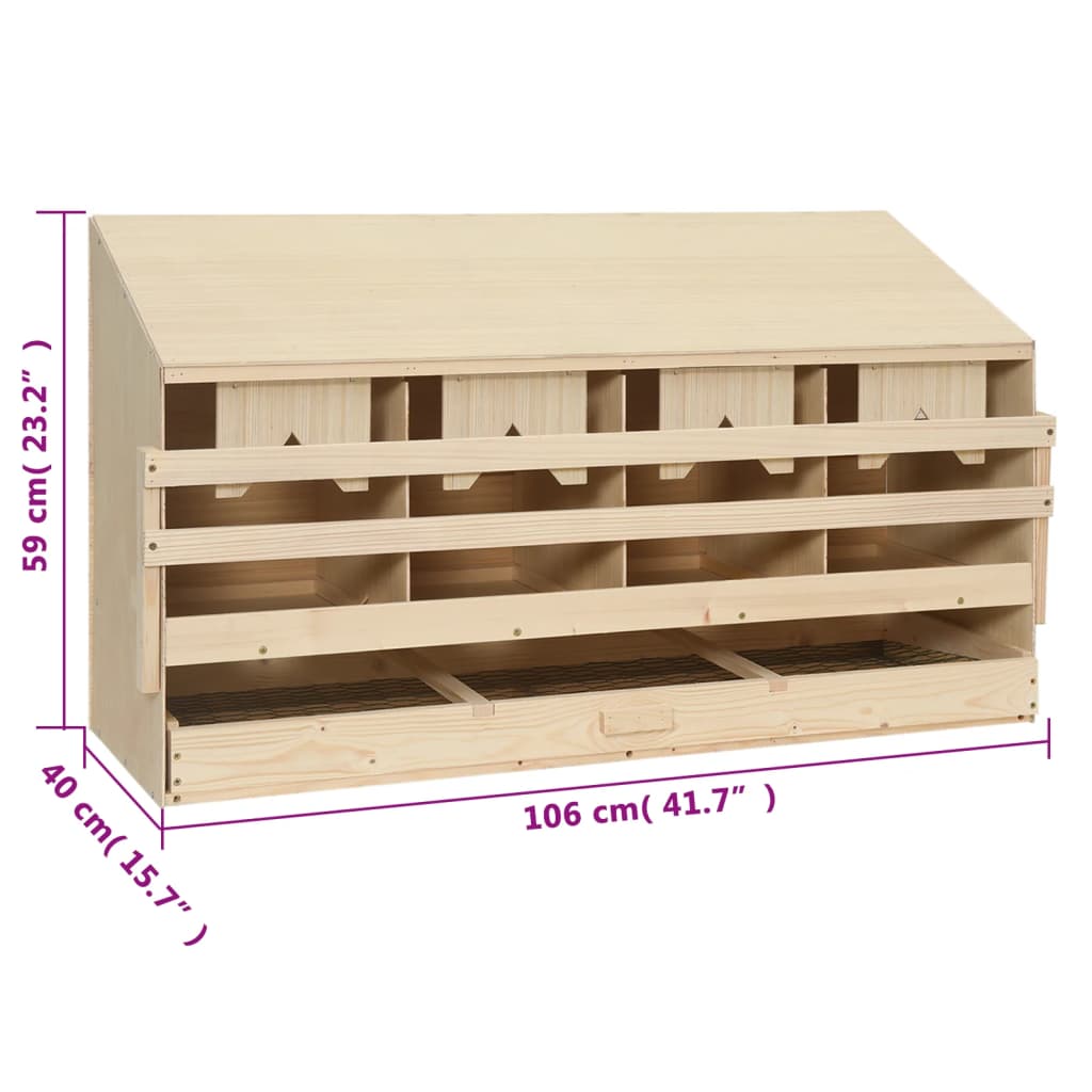 Legenest Hühnernest 4 Fächer 106 x 40 x 59 cm Massivholz Kiefer + MDF Abrollnest natur