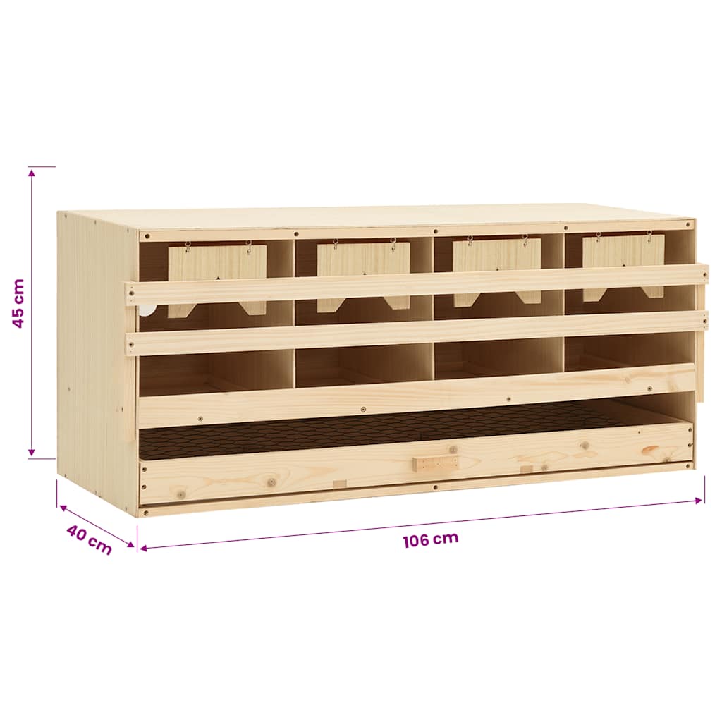 Abrollnest Hühner 4-fach Legenest Holz 106x40x45 cm Flachdach Eierfach