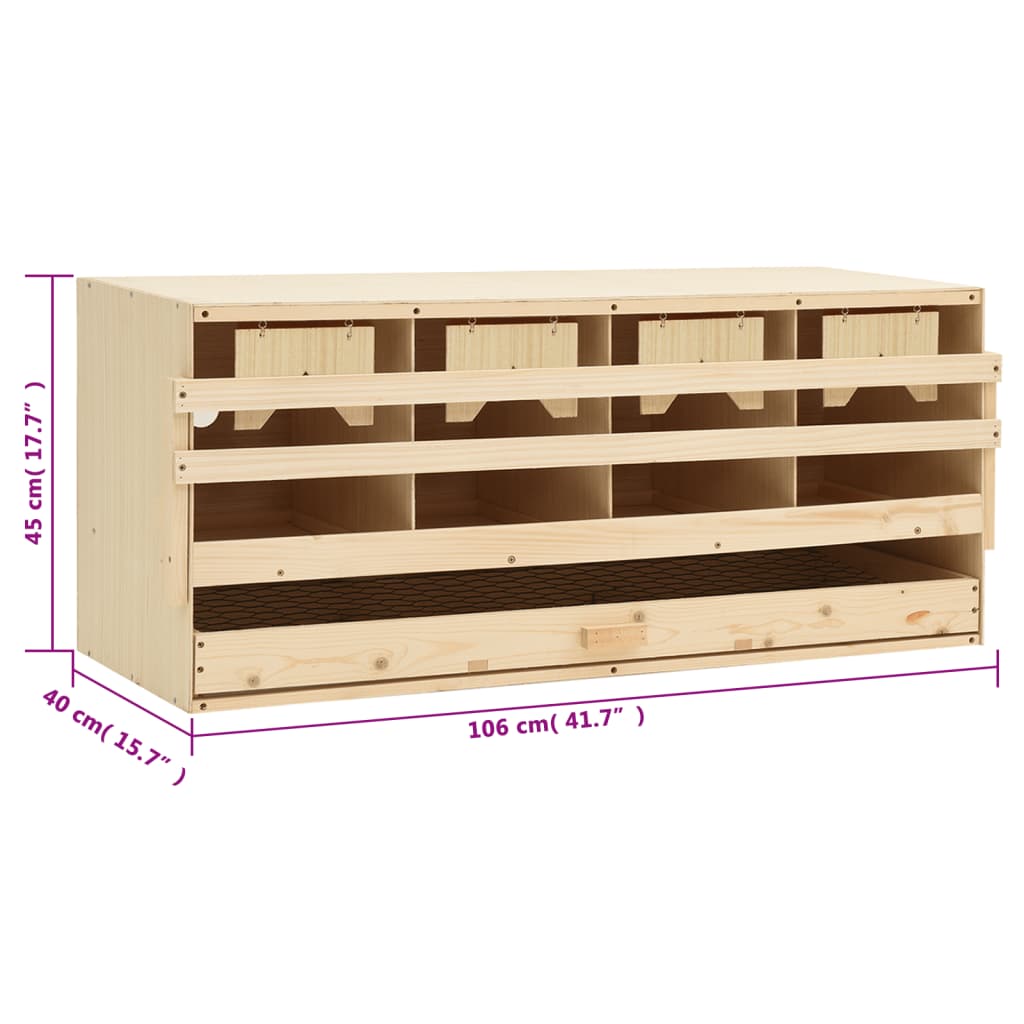 Legenest Hühnernest 4 Fächer 106 x 40 x 45 cm Massivholz Kiefer + MDF Abrollnest natur