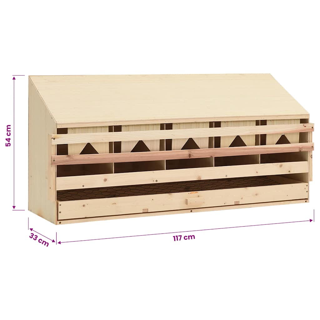 Abrollnest Hühner 5-fach Legenest Holz 117x33x54 cm Schrägdach Eierfach