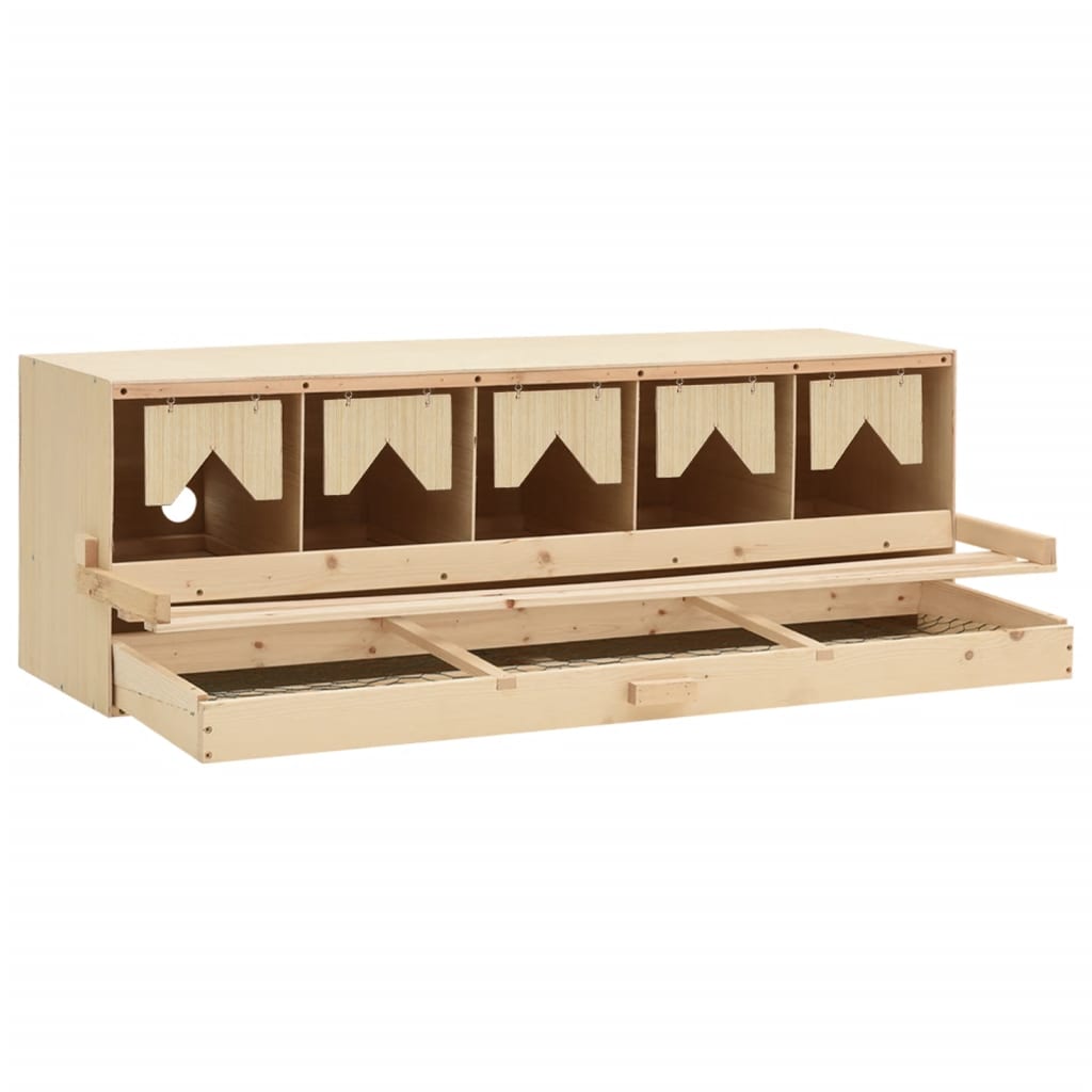 Legenest Hühnernest 5 Fächer 117 x 33 x 38 cm Massivholz Kiefer + MDF Abrollnest natur