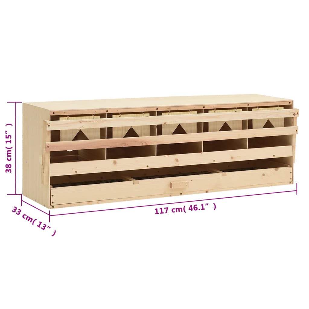 Legenest Hühnernest 5 Fächer 117 x 33 x 38 cm Massivholz Kiefer + MDF Abrollnest natur