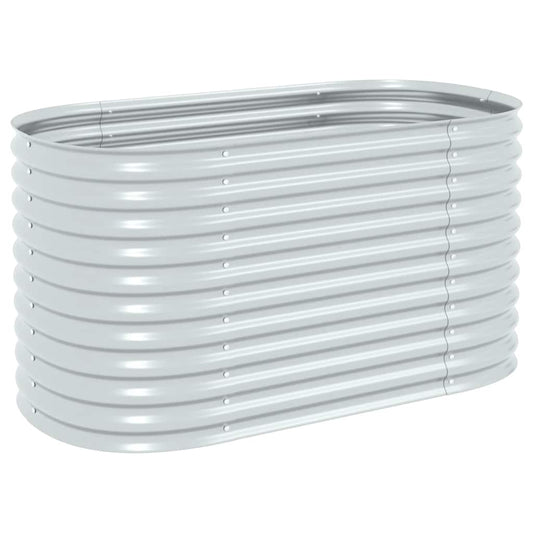 Garden raised bed 160x80x81 cm Galvanized steel Silver Oval planter