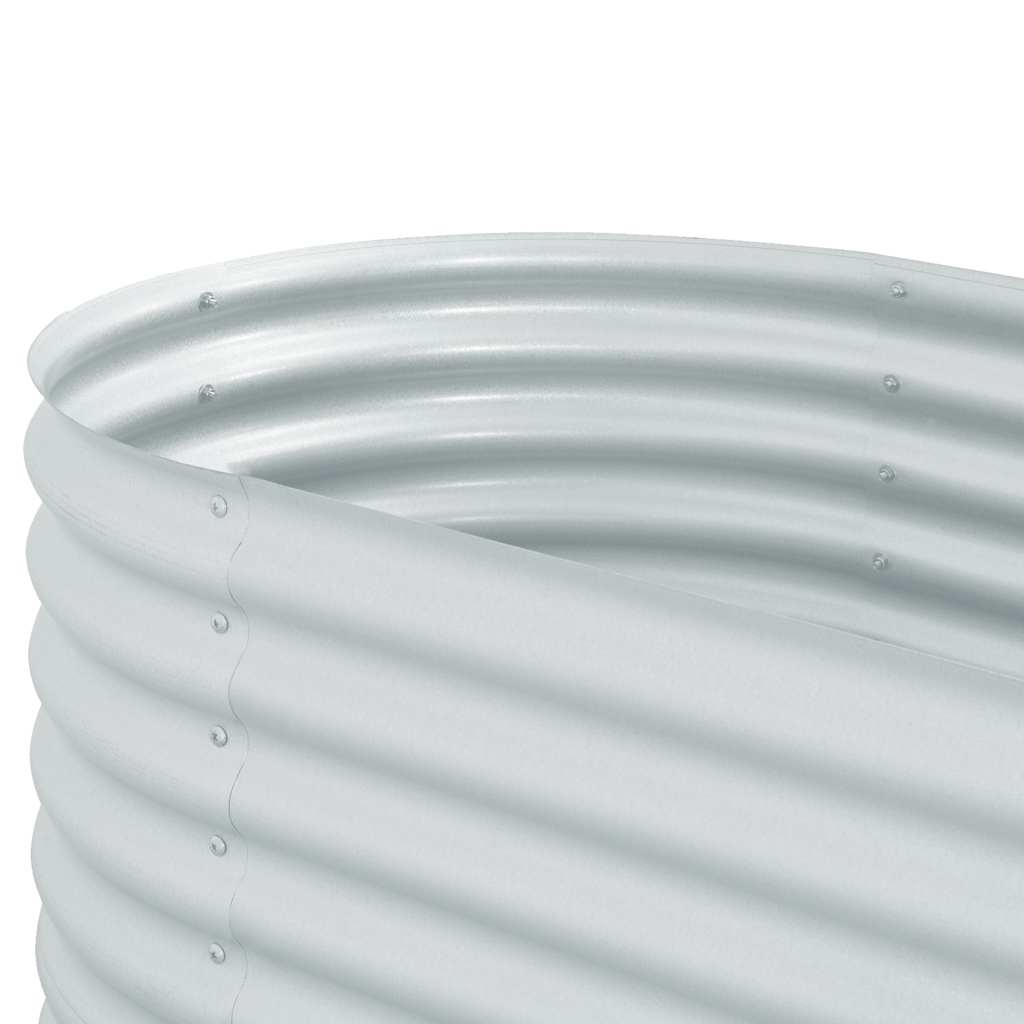 Garten-Hochbeet 160x80x81 cm Verzinkter Stahl Silbern Pflanzkübel oval