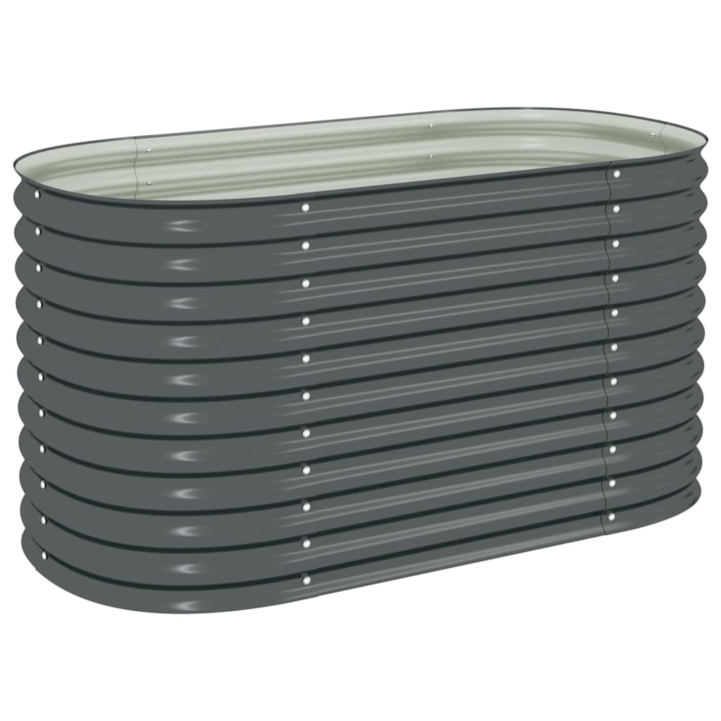 Garten-Hochbeet 160x80x81 cm Verzinkter Stahl Anthrazit Pflanzkübel oval