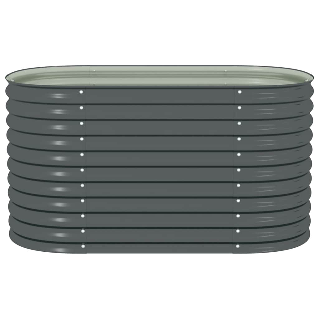 Garten-Hochbeet 160x80x81 cm Verzinkter Stahl Grau Pflanzkübel oval