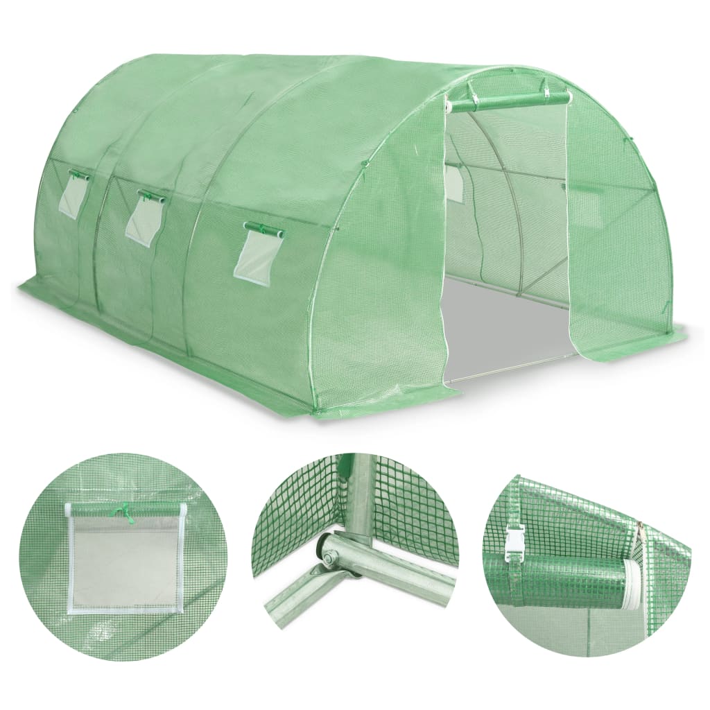 Foliengewächshaus 13,5 m² 450x300x200 cm 6 Fenster PE 140 g/m³ Gartentunnel