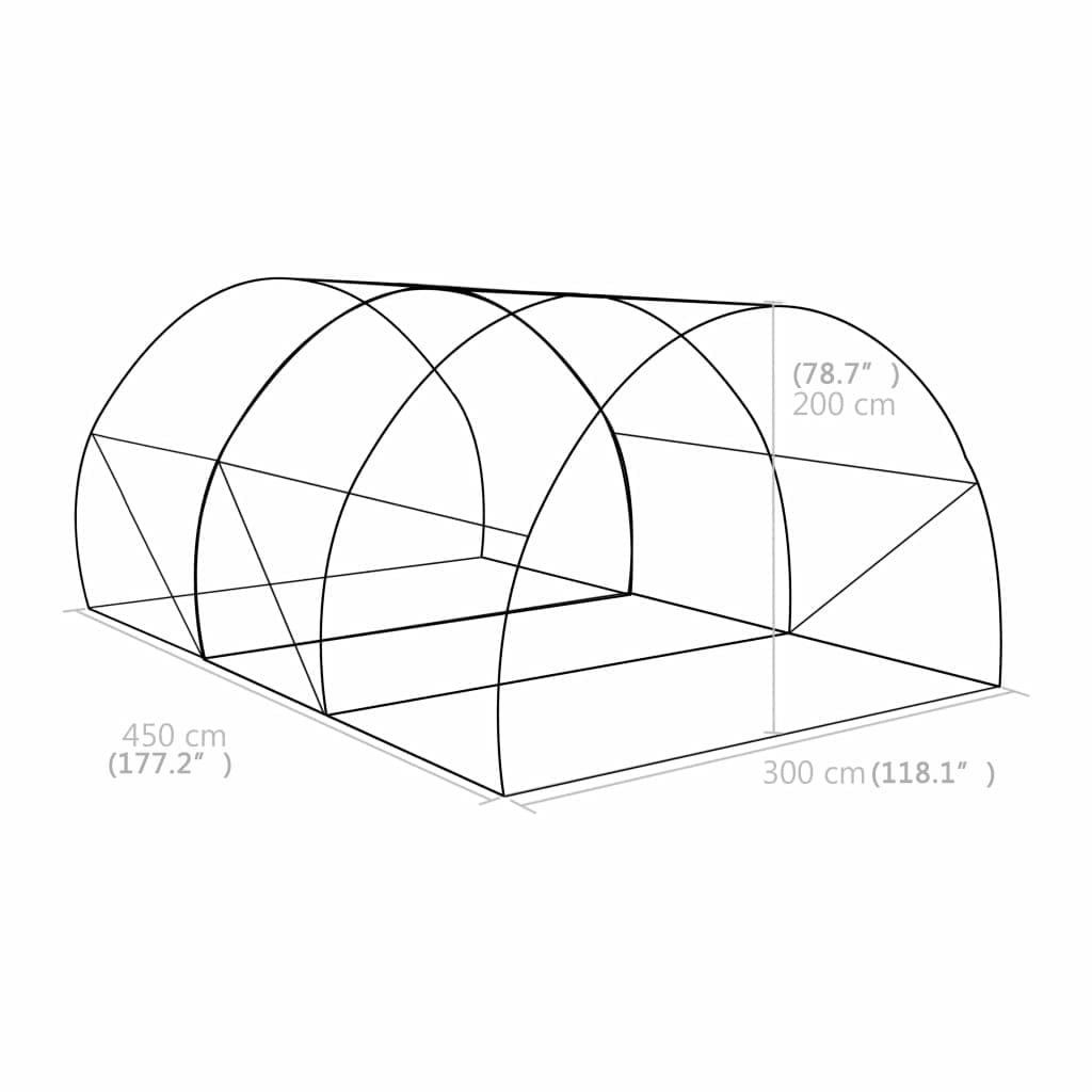 Foliengewächshaus 13,5 m² 450x300x200 cm 6 Fenster PE 140 g/m³ Gartentunnel