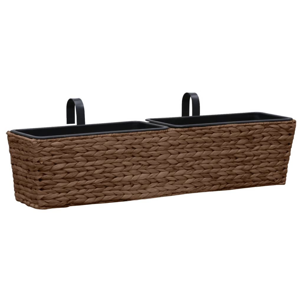 Balkon-Blumenkasten Pflanzkübel 2 Stk. Wasserhyazinthe Braun 60 cm hängend
