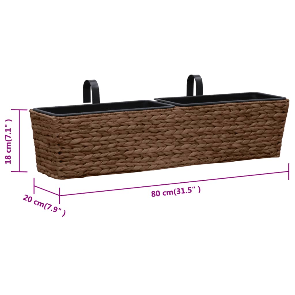 Balkon-Blumenkasten Pflanzkübel 2 Stk. Wasserhyazinthe Braun 60 cm hängend