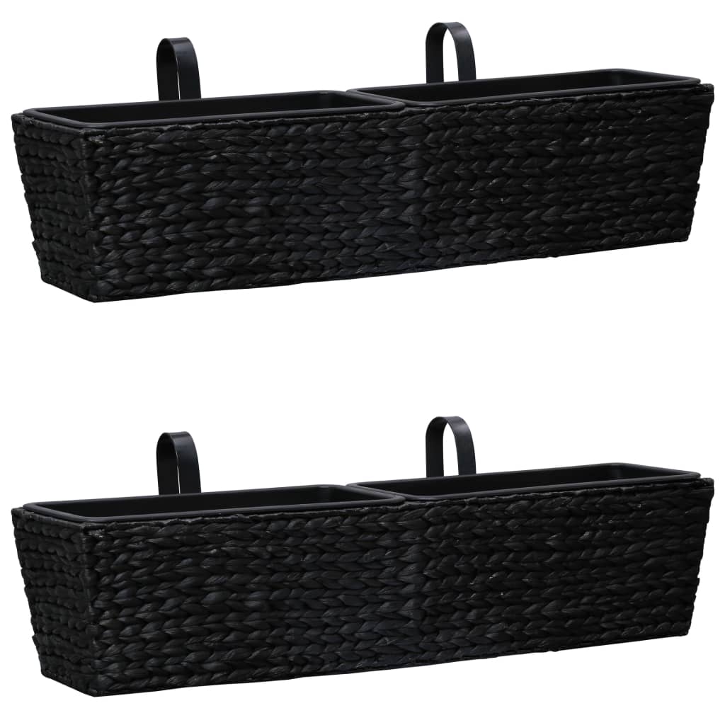 Balkon-Blumenkasten Pflanzkübel 2 Stk. Wasserhyazinthe Schwarz 80 cm