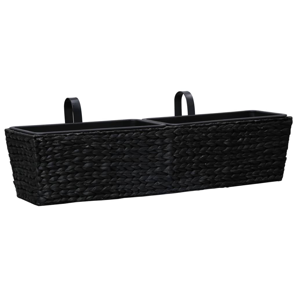 Balkon-Blumenkasten Pflanzkübel 2 Stk. Wasserhyazinthe Schwarz 80 cm