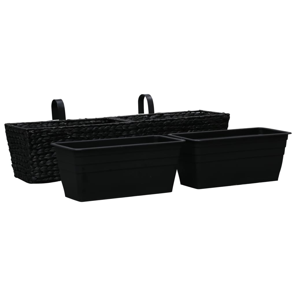 Balkon-Blumenkasten Pflanzkübel 2 Stk. Wasserhyazinthe Schwarz 80 cm