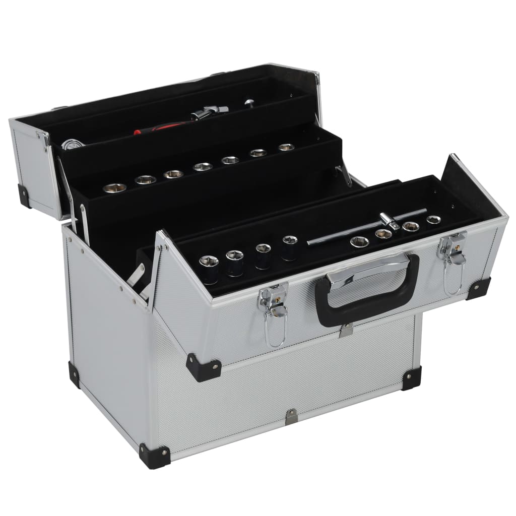 Werkzeugkoffer 43,5 x 22,5 x 34 cm Silber Aluminum 6 Trays