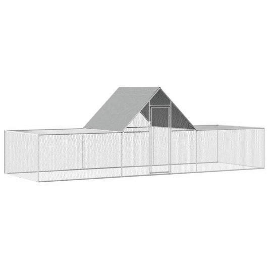 Chicken coop 6×2×2 m Galvanized steel Chicken cage Run Outdoor enclosure Poultry Roof